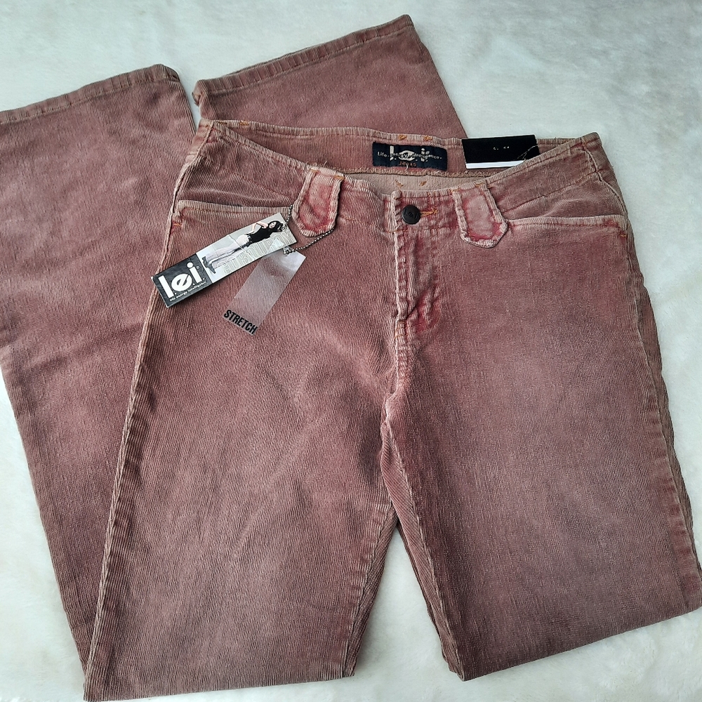 Lei Vintage Y2K Pants Fine Wale Corduroy Low Rise Flare Bootcut Mallcore NEW